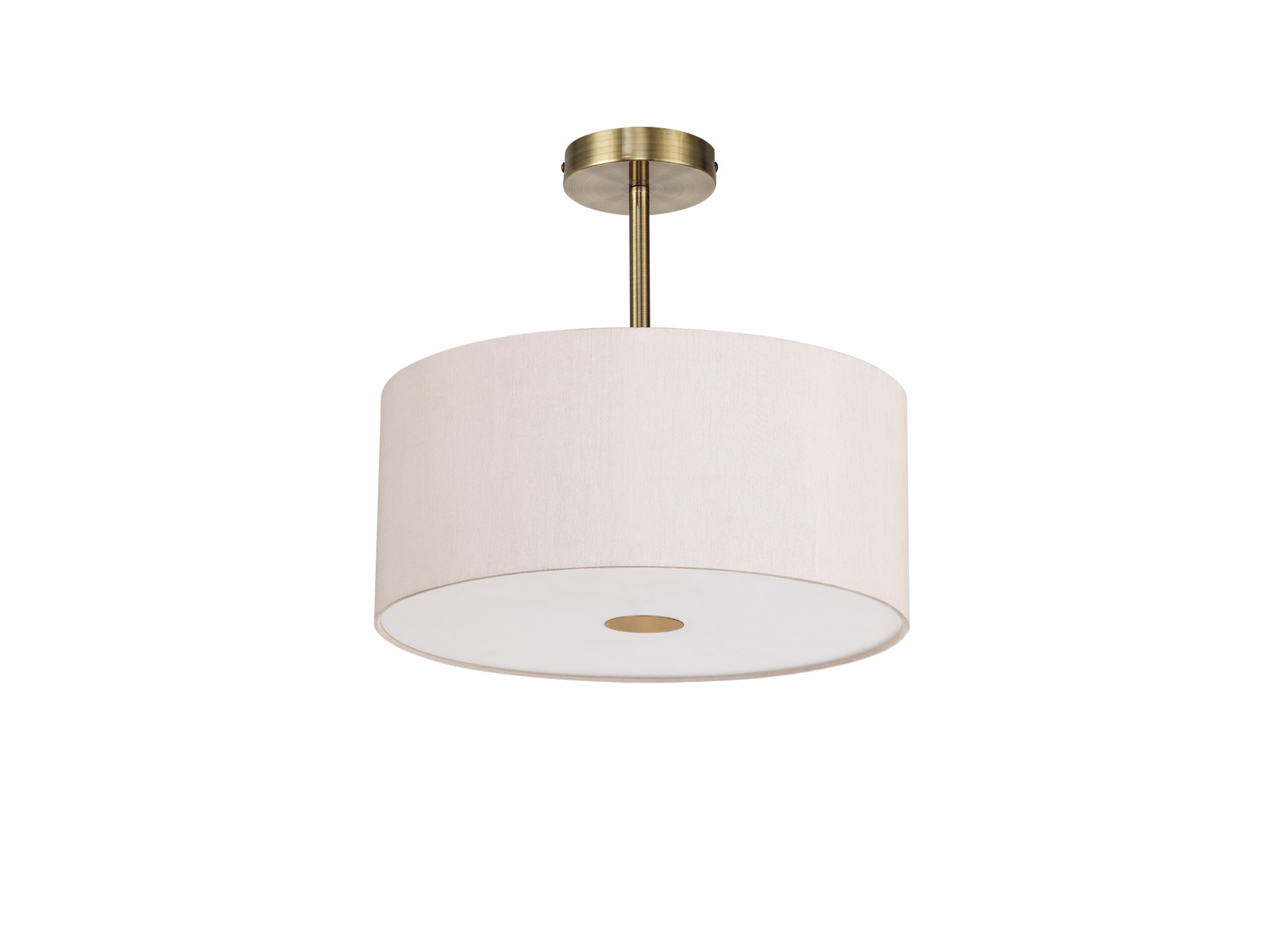 Baymont 40cm Semi Flush 1 Light Antique Brass, Nude Beige/Moonlight, Frosted Diffuser DK0176  Deco Baymont